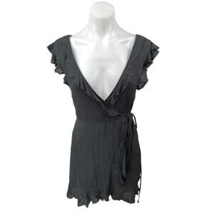 NEW Urban Outfitters Kimchi Blue Sleeveless V-Neck Ruffle Mini Wrap Dress Sz S